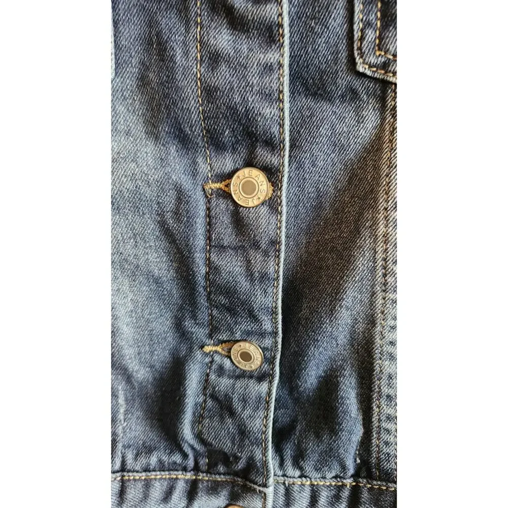 Childrens Place Girls Denim Jacket Medium 4 Crop Button Down Dark Wash K84